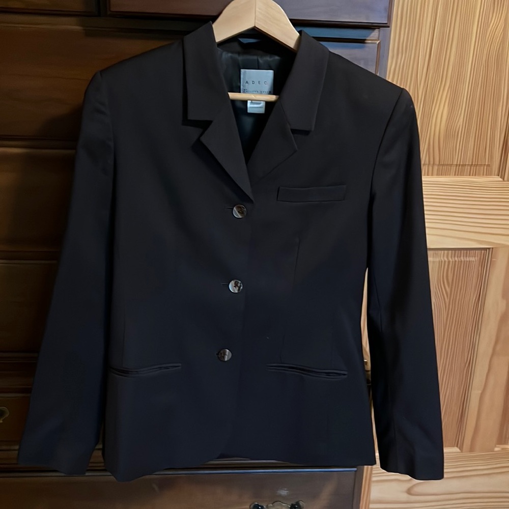 ADEC2 (Made in Russia) Classic Long Light Wool Blazer in Dark Brown; Fully Lined